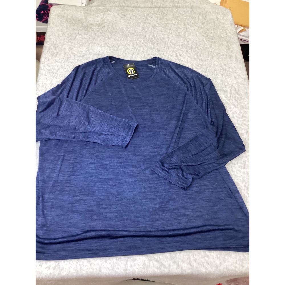 C9 Champion Mens Long Sleeve Performance Shirt Blue Heather 5XB K9383B NWT